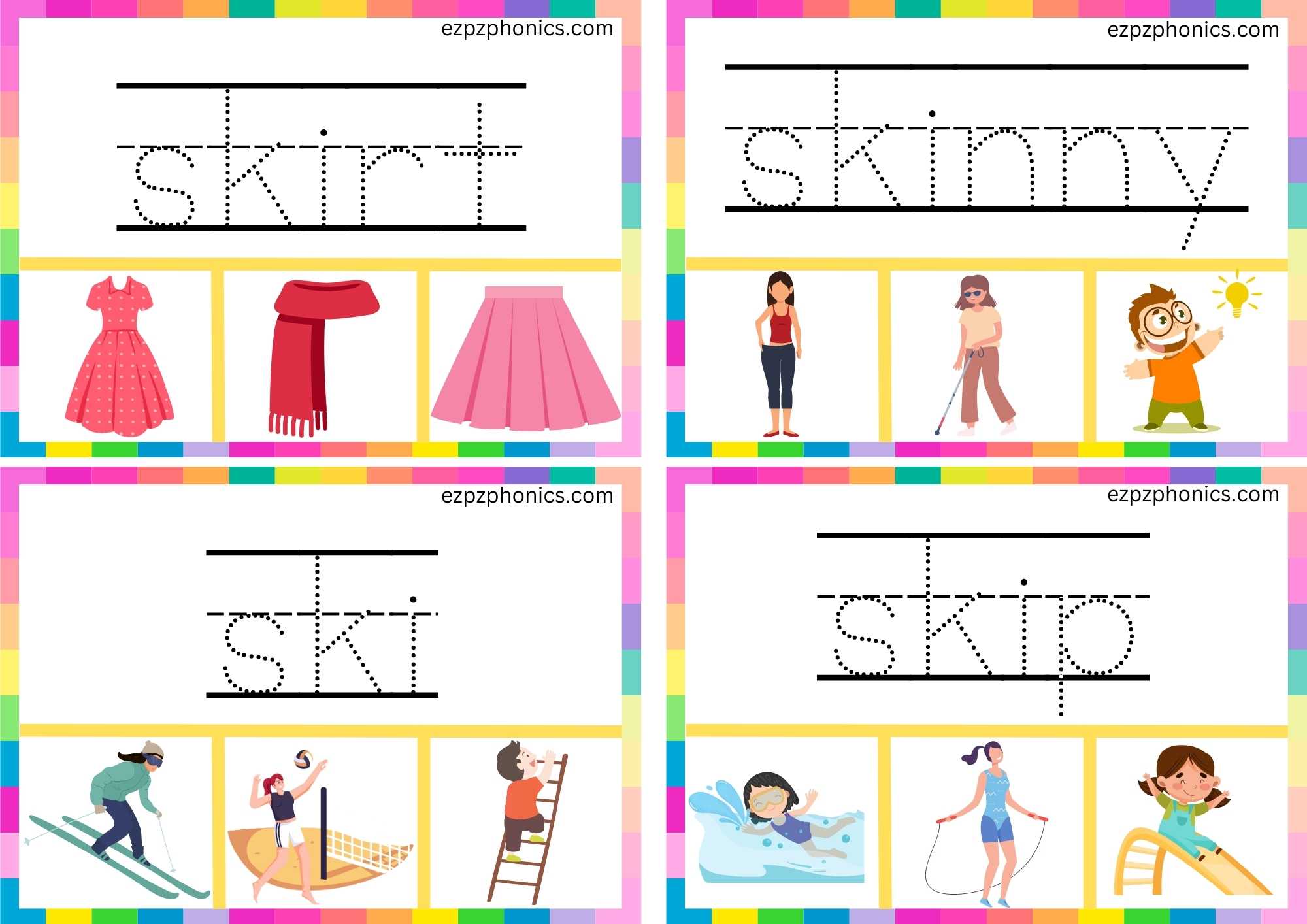 SK Beginning Blends Clip Cards Trace The Words And Clip The Correct Images Set 1